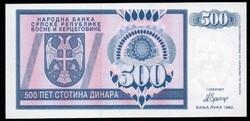 Boszniai Szerb Köztársaság 500 dinár UNC 1992
