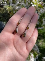 Női 925 Ezüst Borostyánköves fülbevaló!