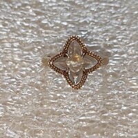 Állítható aranyozott ezüst gyűrű füst színű kővel