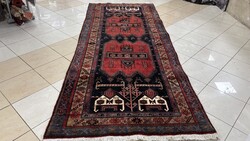 4267 KIÁRUSÍTÁS Iráni Hamadan kézi gyapjú perzsa szőnyeg 140X350CM