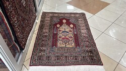 4219 Álomszép Török Kaiseri kézi  perzsa selyem szőnyeg 86X126CM