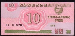 Észak-Korea 10 chon (piros) UNC 1988