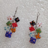 Millefiori ezüst fülbevaló 6cm