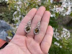 Női 925 Ezüst Borostyánköves fülbevaló!