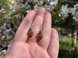 Női 925 Ezüst Borostyánköves fülbevaló!