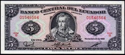 Ecuador 5 sucres UNC 1988
