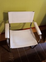 Breuer Marcell MG5 stílusú ,bőr,  króm csővázas, karfás szék,.