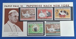 1965 VI. Pál pápa ENSZ-látogatása.Emléklap ,Paraguay bélyegekkel.