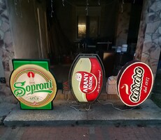 Retró világító reklámtábla gyűjtemény-Soproni, Arany Ászok, Carraro!