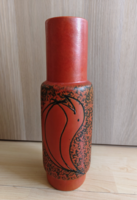 Ritka - Tófej kerámia padlóváza madár motívumokkal