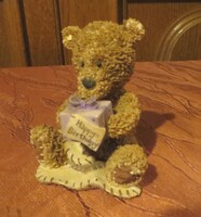 Régi Happy Birthday maci 7 x 7 x 5 cm Popcorn