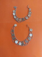 2db török bizsu ezüst színű pénzérme bokalanc ,hastancosoknak ajánlott 27cm de szabályozható