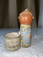 Kiss Roóz Ilona – 17 cm-es kerámia kislány kosárral 