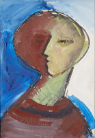 Aknay János - Őrangyal 38 x 29 cm merített papír, olaj, keretben