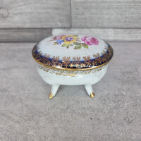 Martinroda német porcelán négylábú rózsa mintás ékszertartó