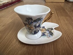 Gyönyörű gyűjteménybe való kávés csésze tányérral.