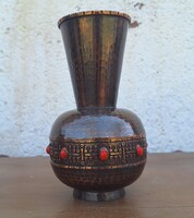 Iparművész Lignifer vörösréz váza zománc díszítéssel