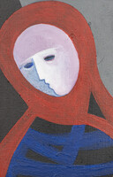 Aknay János - Egyedül 28 x 19,5 cm fa, akril, keretben