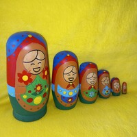 6 db-os,orosz, Matrjoska baba. Fa figurák.