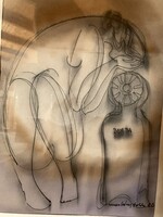 TAVASZI AKCIÓ ! GARANTÁLTAN EREDETI CSODÁS MACSKÁSSY IZOLDA SELYEMKÉP