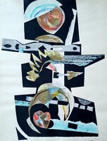 Lisziák Elek Lexy (1939-2007): Absztrakt Kompozíció, (Weöres Sándor: Örvény (Arany kés forog) 1968