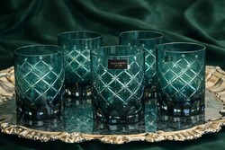 Takács Kristály .. zöld ólomkristály vizes& whiskys poharak