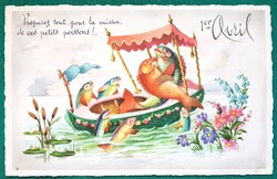 Jókívánság üdvözlő képeslap, aranyhal, szerencse, postatiszta  képeslap