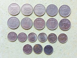 Hollandia 19 db Különböző Érme 10 25 Cents 1948-1998