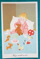 Humoros képeslap, gyerekek, Grafika: Réber László