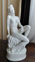 Ritka, nagyméretű (30 cm) antik Drasche porcelán akt szobor – Hibátlan!