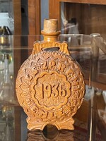 1936 VESZPRÉMI EMLÉK FARAGOTT FA KULACS, NÉPIES DÍSZTÁRGY 16 CM