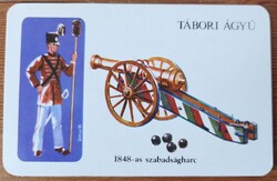 Kártyanaptár, Magyar Néphadsereg kiadás 1982, Tábori ágyú 1848