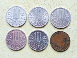 Ausztria 6 db Különböző Érme 2 10 Groschen 1925-1992