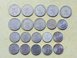 Csehszlovákia 20 db Különböző Érme 10 Haller Halierov 1953-1992