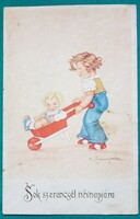 Jókívánság üdvözlő képeslap, Gyerekek, grafikus képeslap, Tilly Baumgarten