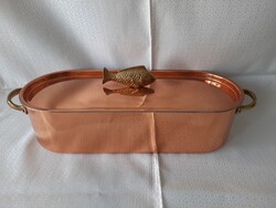 Réz halas sütőtál / fish poacher pároló fedővel és betéttel.