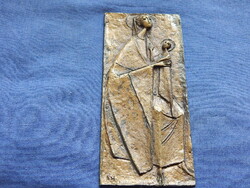 Erwin Huber: Papst Johannes Paulus II. in Österreich 988 -  jelzett (EH) bronzplakett (72 x 165 mm)