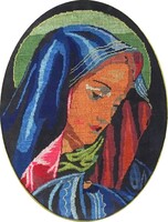 1Z667 Szűz Mária tűgobelin szentkép keretben 42 x 34 cm