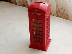 Fém persely Londoni telefonfülke alakú 15x6x6cm