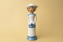 Mid Century Kerámia Kalapos Hölgy Figura / Retró / Régi