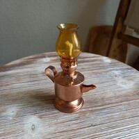 Miniatűr réz petróleum lámpa (11,5x8x4,3 cm)