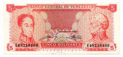 Venezuela 5 Bolivár Bankjegy 1989 P70b UNC 8 számjegyű sorszám
