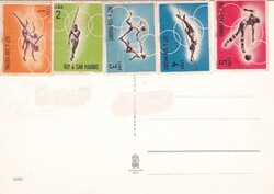 San Marinoi 1963 Tokió Nyári Olimpia Bélyegek Képeslapon