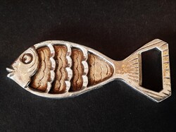 Retró nikkelezett bronz hal formájú sörnyitó