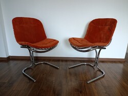 1 pár Radiofreccia designed by Gastone Rinaldi for Rima króm szék eredeti párnákkal