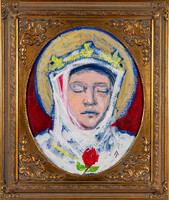 Aknay János - Szent Erzsébet 49 x 38 cm karton, olaj, pasztell, keretben