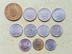 Magyarország 11 db Különböző Érme 10 20 50 Fillér 1 100 Forint 1981-1995