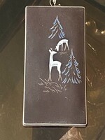 ŐZEK AZ ERDŐBEN - PORCELÁN RETRO VADÁSZ FALIKÉP 10 X 20.5 CM