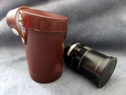Vintage Pentacon Electric 2.8/135 Kamera Objektív Eredeti Bőr Tokban