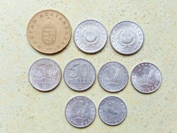 Magyarország 9 db Különböző Érme 10 20 50 Fillér 1 100 Forint 1987-1995